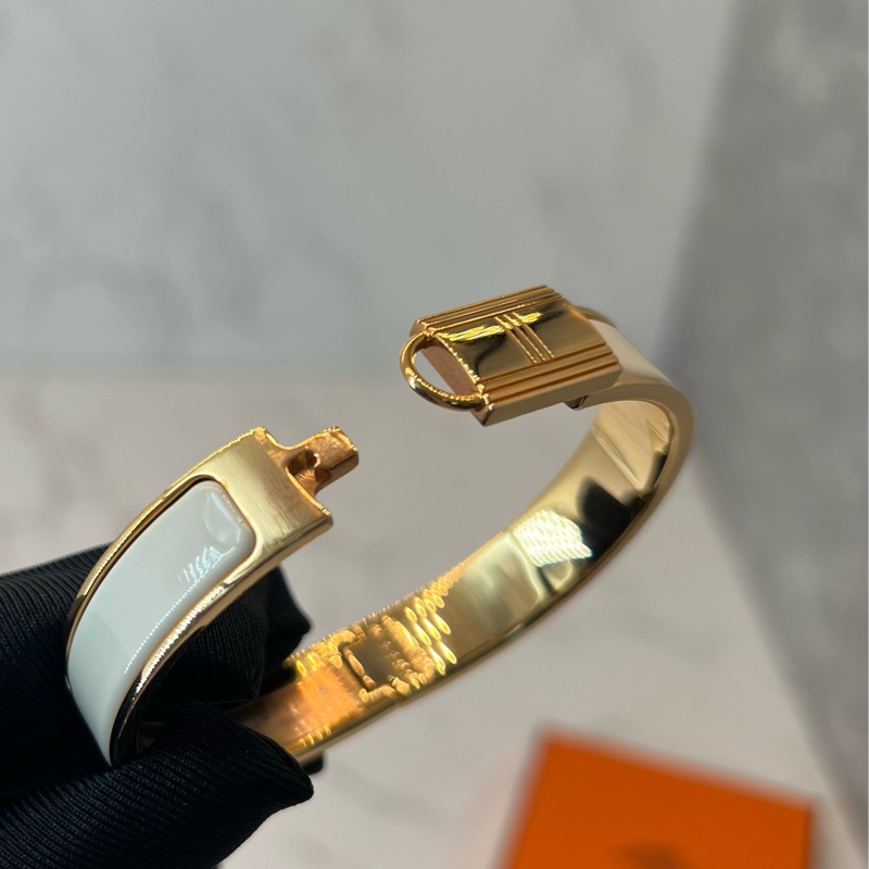 💗香緹國際精品💗 Hermes Clic 鎖頭手環 白金色 保存良好-6