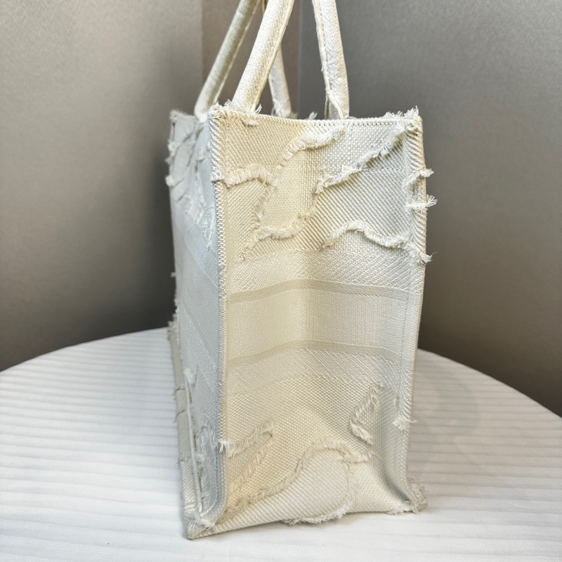 迪奧/Dior 中號Book Tote 白色迷彩刺繡帆布托特手提包36.5x17x28cm-3