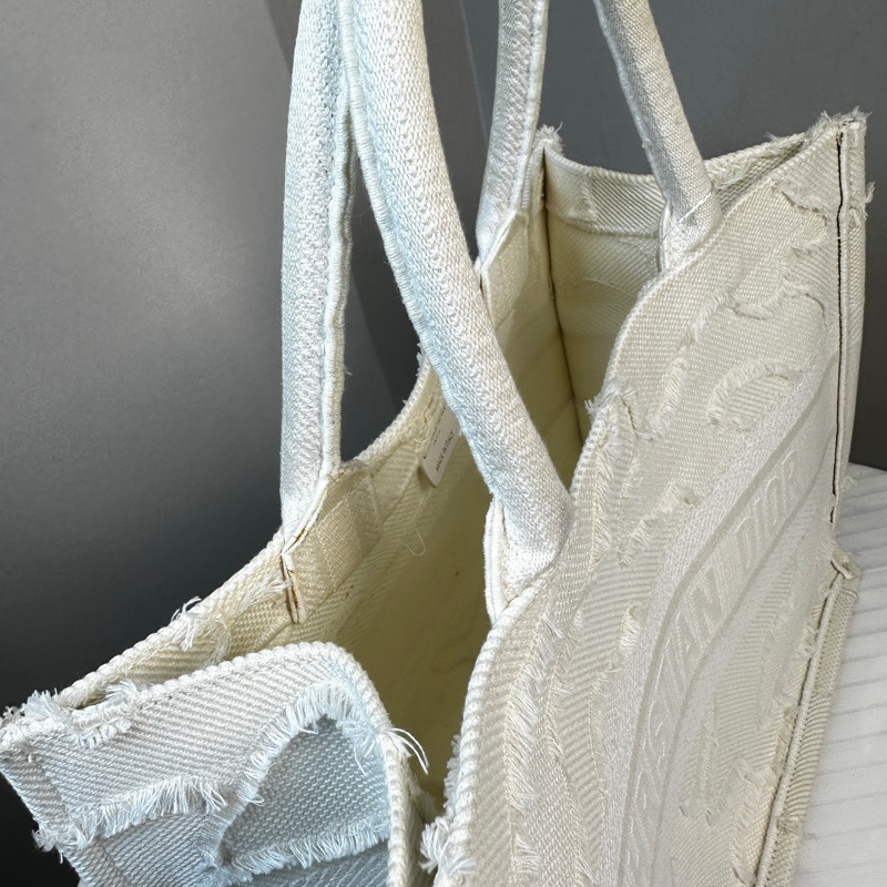 迪奧/Dior 中號Book Tote 白色迷彩刺繡帆布托特手提包36.5x17x28cm-5