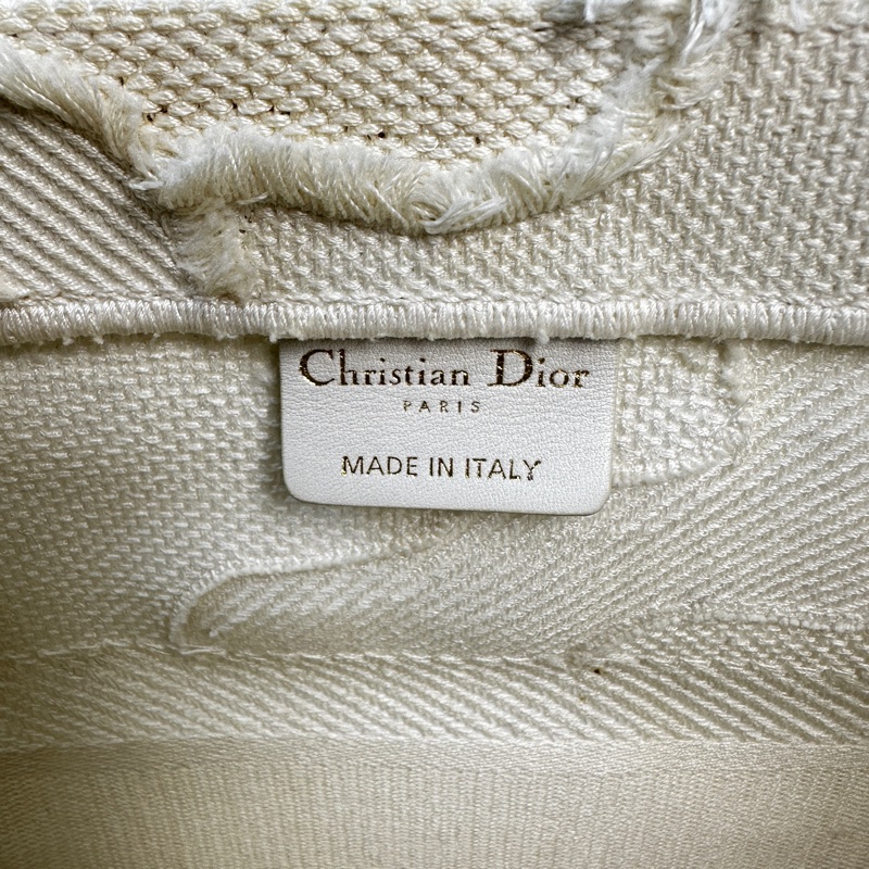迪奧/Dior 中號Book Tote 白色迷彩刺繡帆布托特手提包36.5x17x28cm-6
