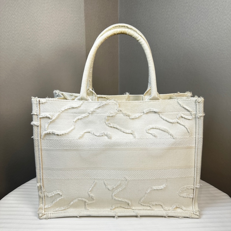 迪奧/Dior 中號Book Tote 白色迷彩刺繡帆布托特手提包36.5x17x28cm-10