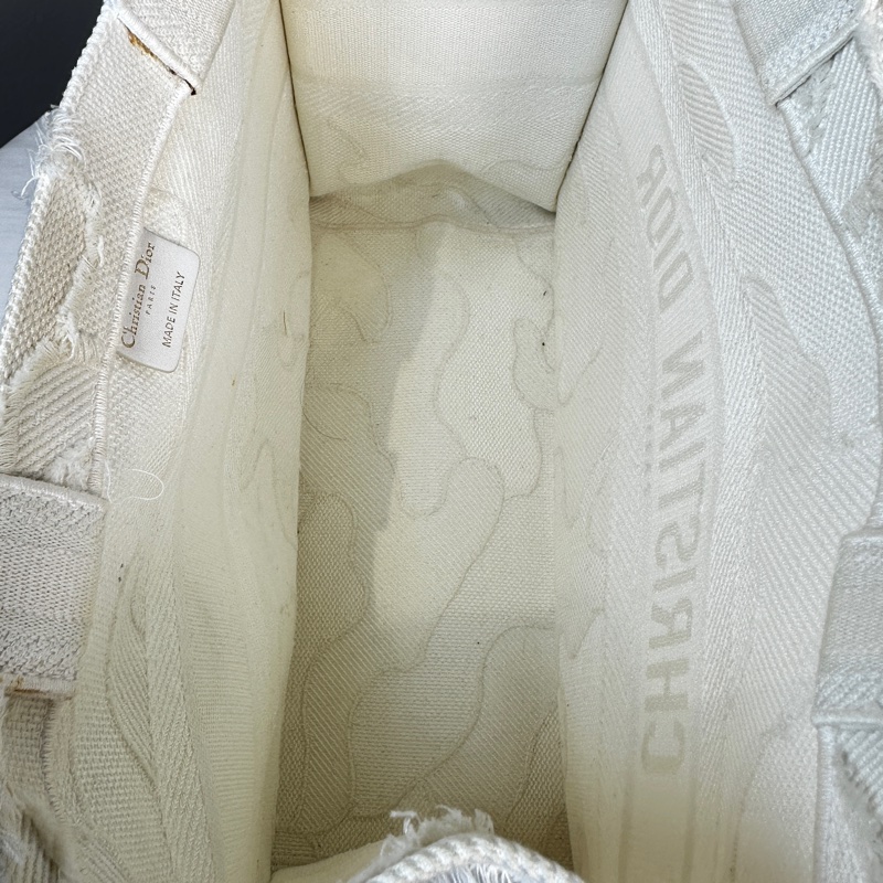 迪奧/Dior 中號Book Tote 白色迷彩刺繡帆布托特手提包36.5x17x28cm-12