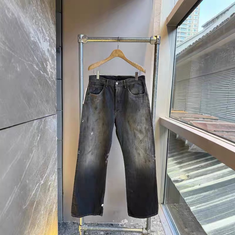 Acne Studios 2026春夏貨 女款 2021F 黑色塗鴉寬鬆牛仔褲-0