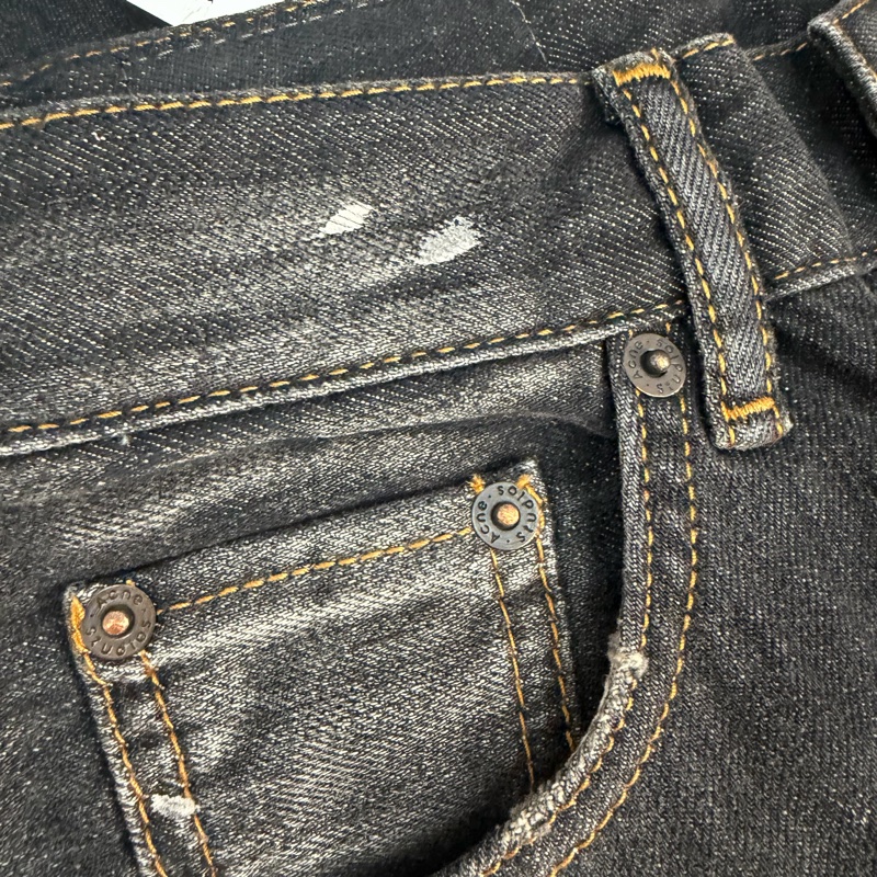 Acne Studios 2026春夏貨 女款 2021F 黑色塗鴉寬鬆牛仔褲-3