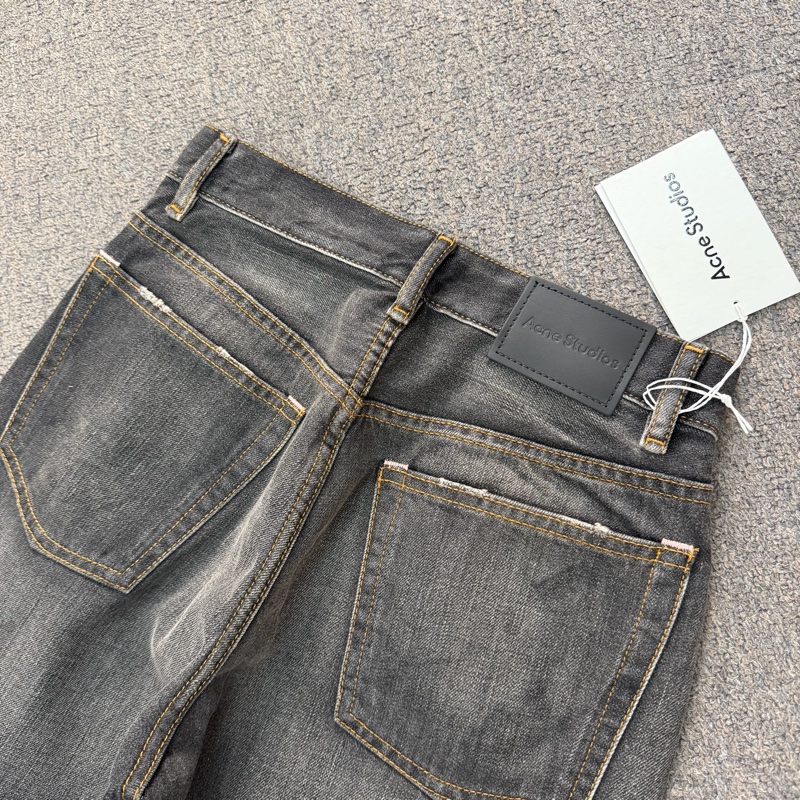 Acne Studios 2026春夏貨 女款 2021F 黑色塗鴉寬鬆牛仔褲-4