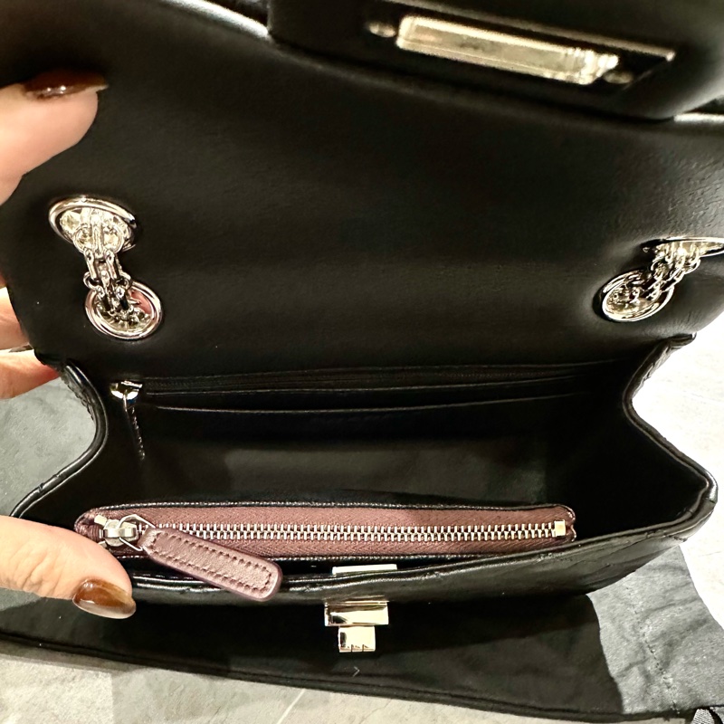 Chanel 2.55 mini 牛皮黑銀 晶片款-13