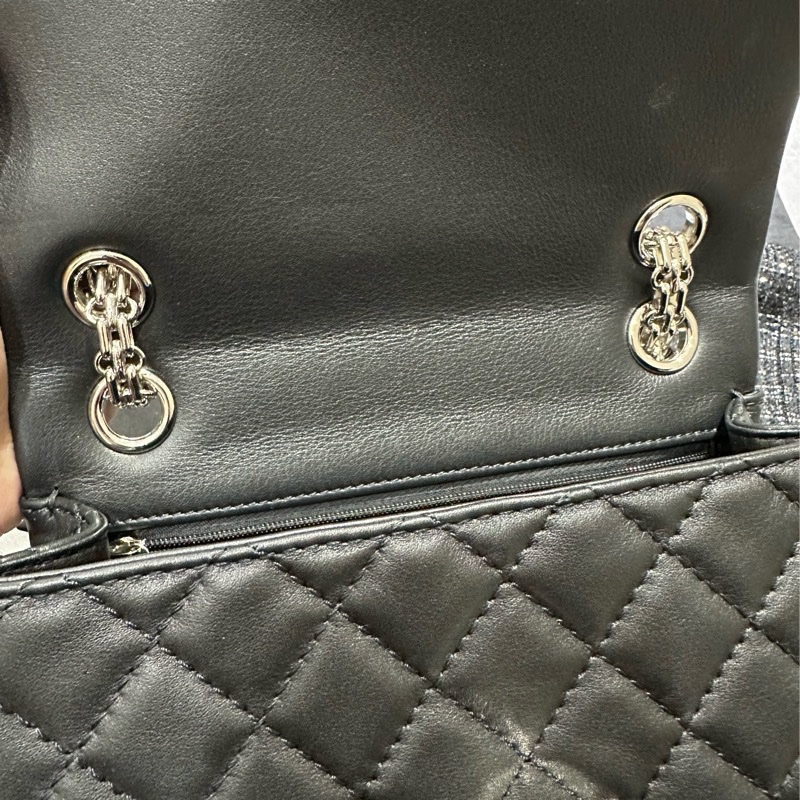 Chanel 2.55 mini 牛皮黑銀 晶片款-18
