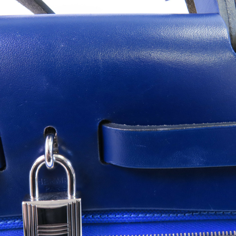 HERMES Toile H帆布Herbag PM銀扣手挽肩背兩用袋-9