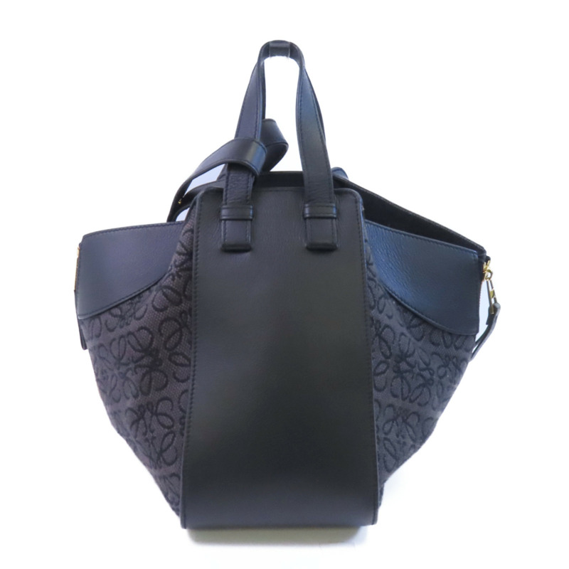 LOEWE 帆布/牛皮皮革Hammock Medium金扣手挽肩背兩用袋-1