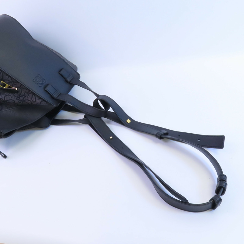 LOEWE 帆布/牛皮皮革Hammock Medium金扣手挽肩背兩用袋-4