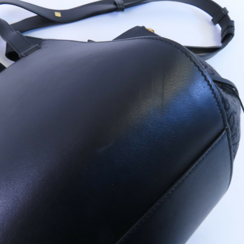 LOEWE 帆布/牛皮皮革Hammock Medium金扣手挽肩背兩用袋-5