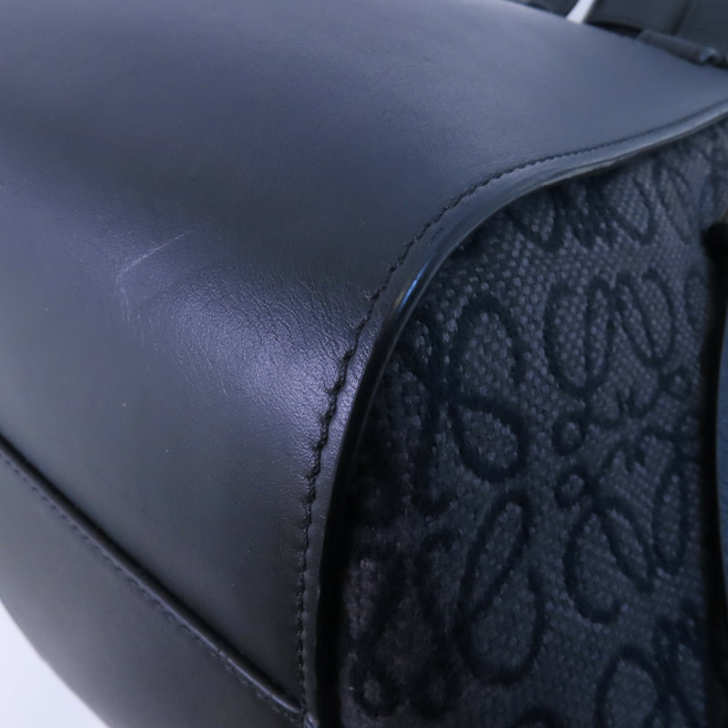 LOEWE 帆布/牛皮皮革Hammock Medium金扣手挽肩背兩用袋-7