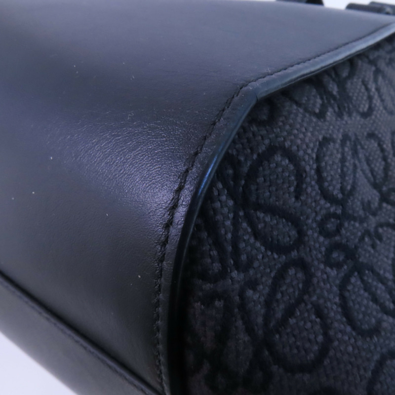 LOEWE 帆布/牛皮皮革Hammock Medium金扣手挽肩背兩用袋-9