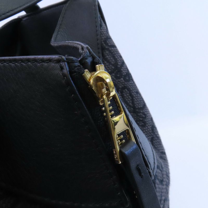 LOEWE 帆布/牛皮皮革Hammock Medium金扣手挽肩背兩用袋-11