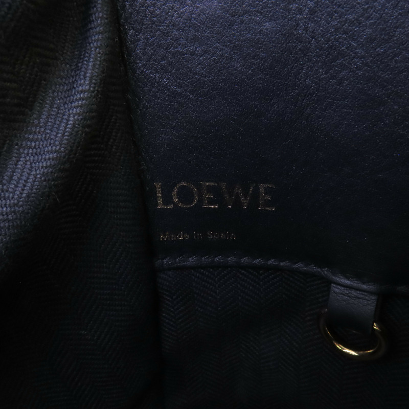 LOEWE 帆布/牛皮皮革Hammock Medium金扣手挽肩背兩用袋-14