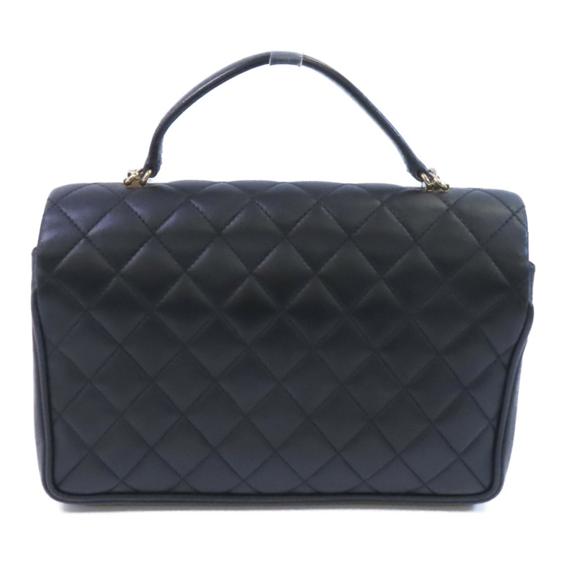 CHANEL 牛皮皮革2Way Shoulder金扣鏈帶手挽肩背兩用袋-1