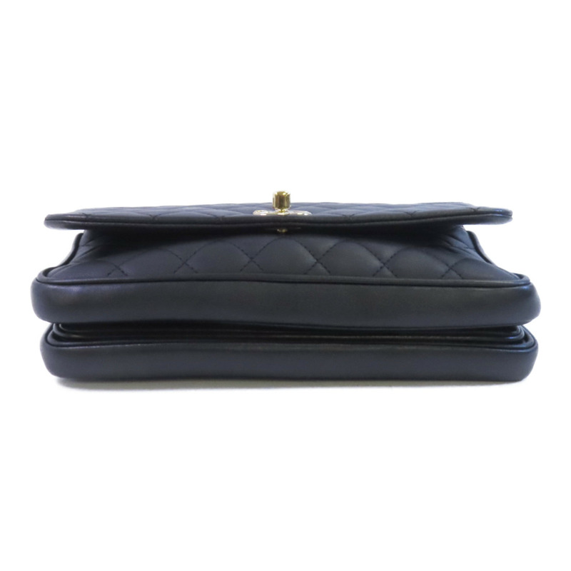 CHANEL 牛皮皮革2Way Shoulder金扣鏈帶手挽肩背兩用袋-3