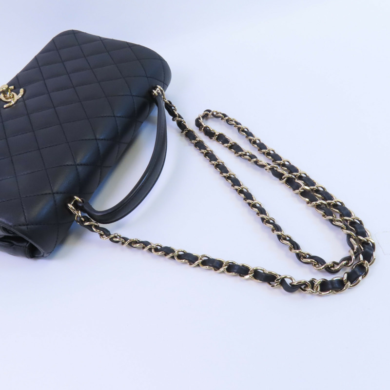 CHANEL 牛皮皮革2Way Shoulder金扣鏈帶手挽肩背兩用袋-4