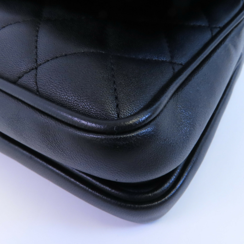 CHANEL 牛皮皮革2Way Shoulder金扣鏈帶手挽肩背兩用袋-6