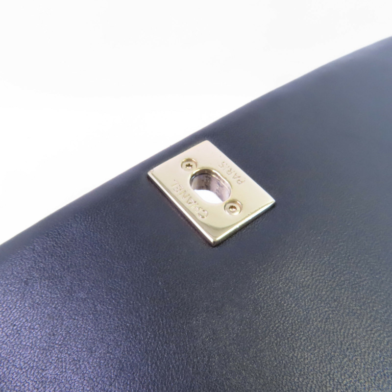CHANEL 牛皮皮革2Way Shoulder金扣鏈帶手挽肩背兩用袋-10