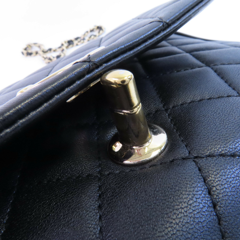 CHANEL 牛皮皮革2Way Shoulder金扣鏈帶手挽肩背兩用袋-11