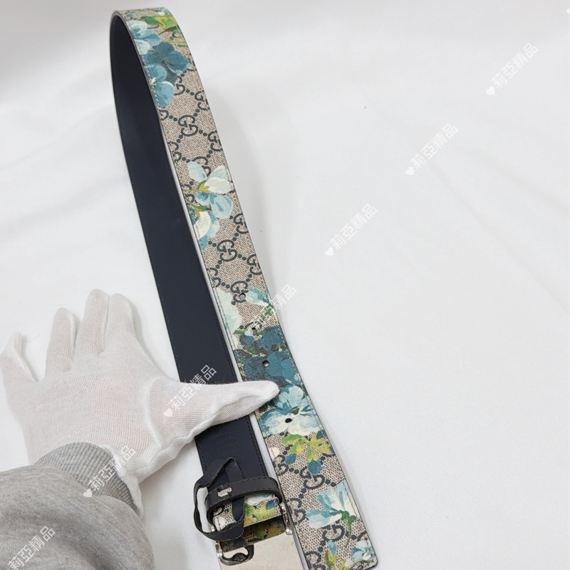 莉亞精品♡ Gucci 花卉皮帶 #85 寬度3.5 二手美品-2