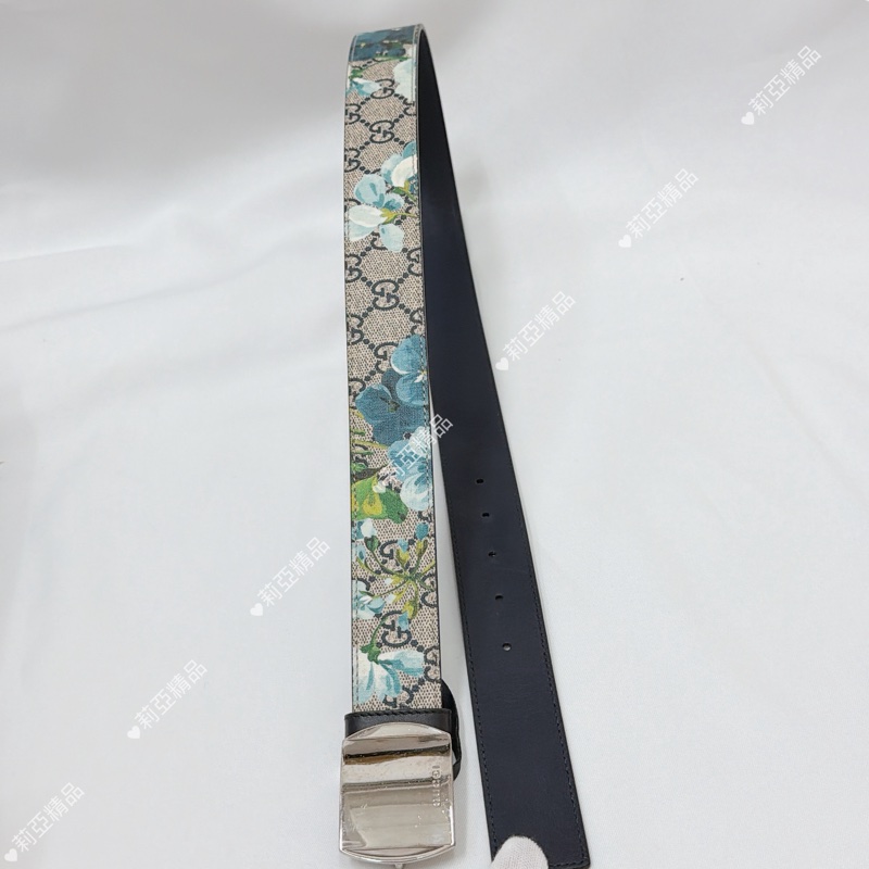 莉亞精品♡ Gucci 花卉皮帶 #85 寬度3.5 二手美品-3