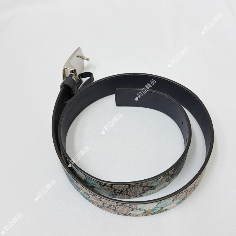 莉亞精品♡ Gucci 花卉皮帶 #85 寬度3.5 二手美品-8