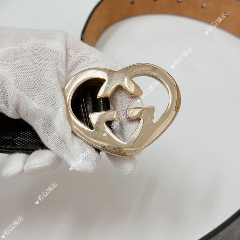 莉亞精品♡ Gucci 愛心皮帶#80 寬度4 二手美品-4