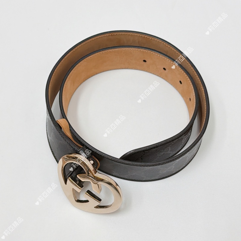 莉亞精品♡ Gucci 愛心皮帶#80 寬度4 二手美品-7