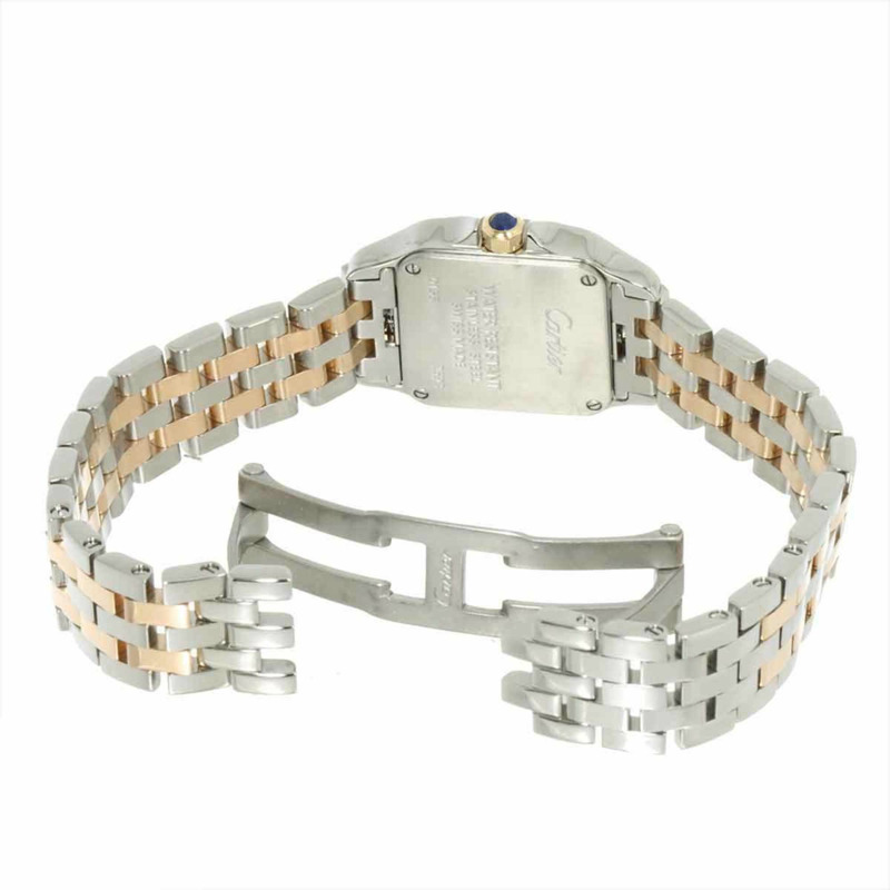 卡地亞 Santos Demoiselle SM 雙色腕錶 W25074Y9 女士粉紅錶殼鍍金石英錶-5