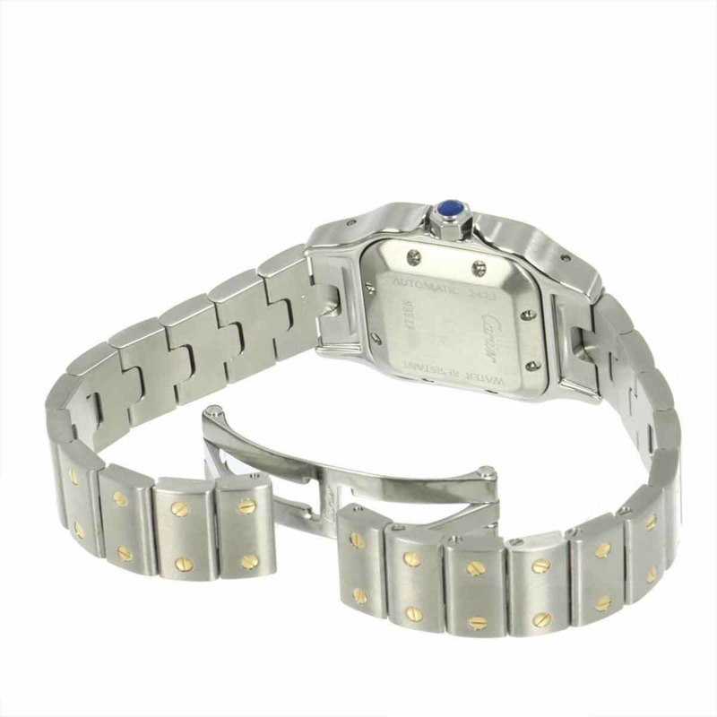 卡地亞 Santos Galbe SM 雙色 W20057C4 女士腕錶,附日期顯示,銀色和黃金材質,自動上鍊-3