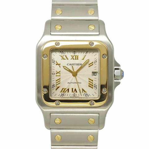 卡地亞 Santos Galbee LM 雙色 W20041C4 男士腕錶，18K 黃金材質，自動上鍊機芯