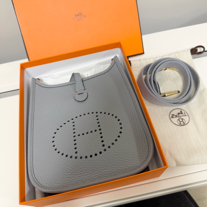 愛馬仕 mini Evelyne 木偶灰金釦-0