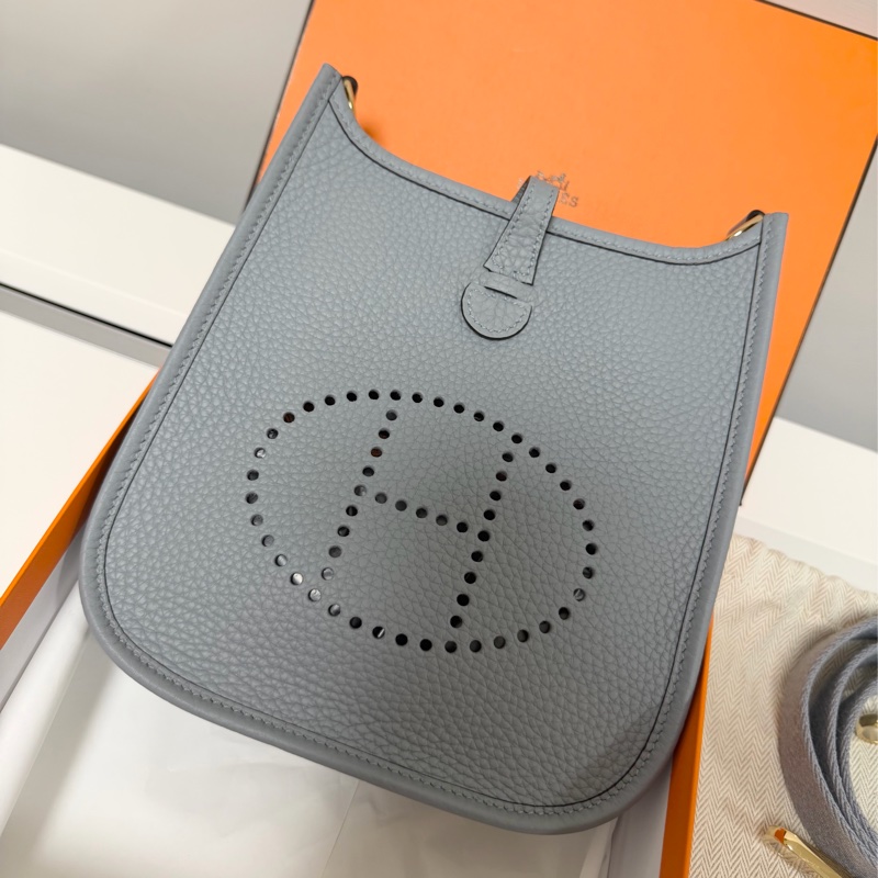 愛馬仕 mini Evelyne 木偶灰金釦-3