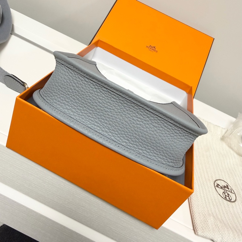 愛馬仕 mini Evelyne 木偶灰金釦-9