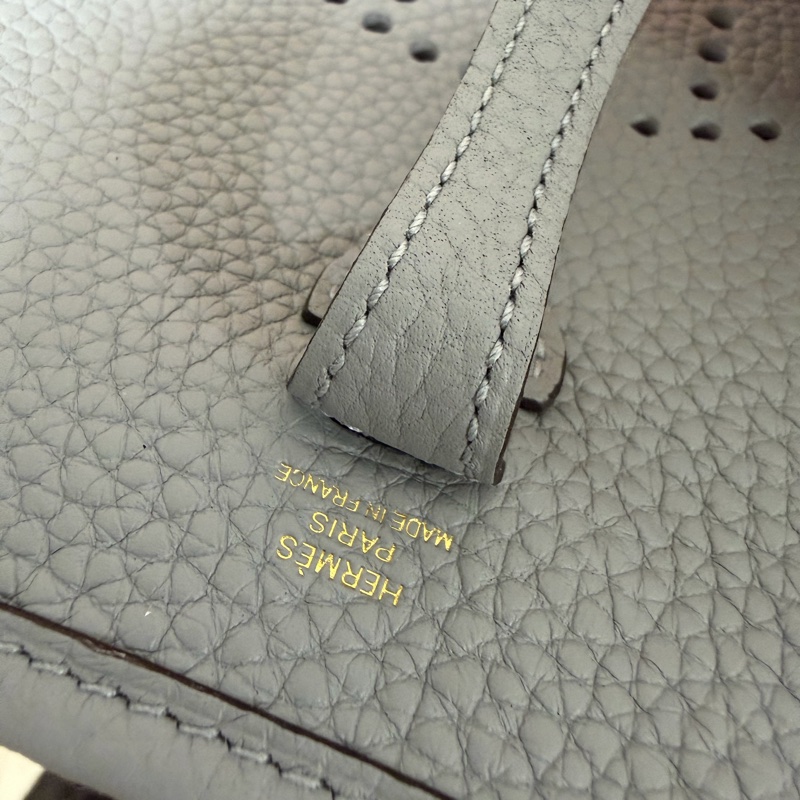 愛馬仕 mini Evelyne 木偶灰金釦-10