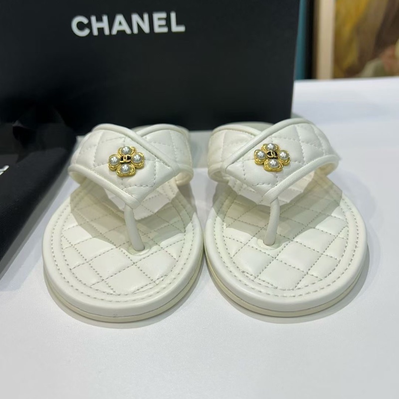 99新Chanel香奈兒超美 白色 人字拖 拖鞋 尺寸36碼 有塵袋-1