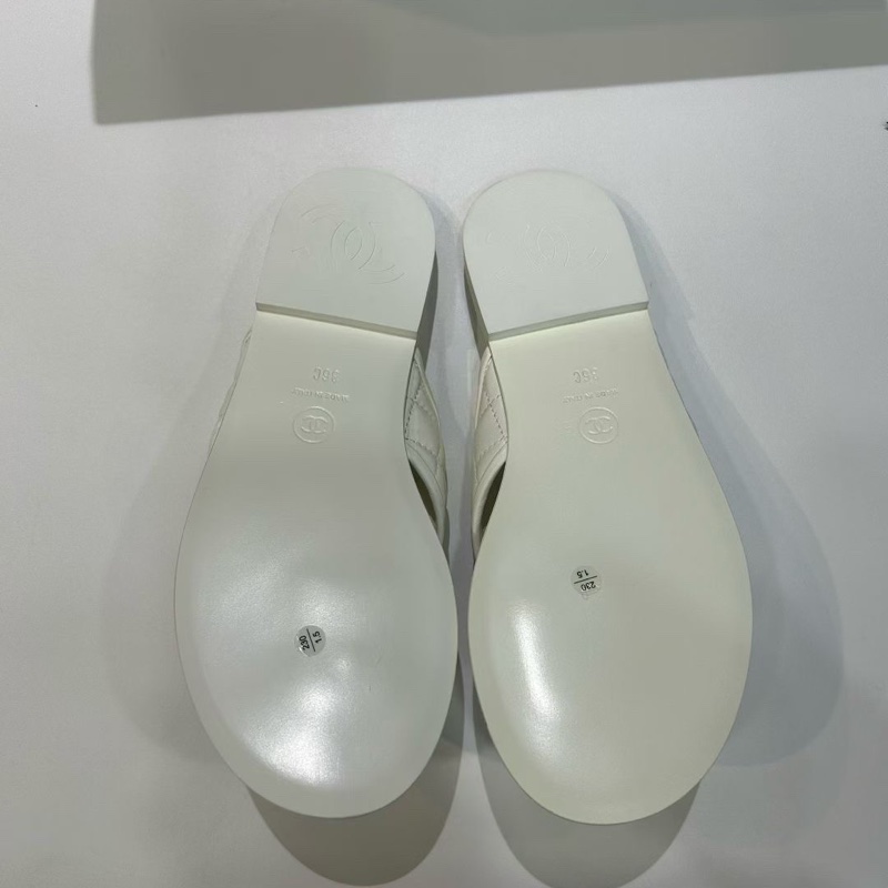 99新Chanel香奈兒超美 白色 人字拖 拖鞋 尺寸36碼 有塵袋-9