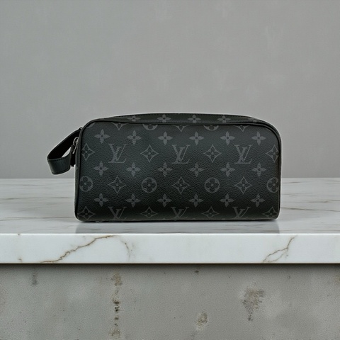 莉亞精品♡LV M46354 黑灰雙層拉鍊手拿包 二手