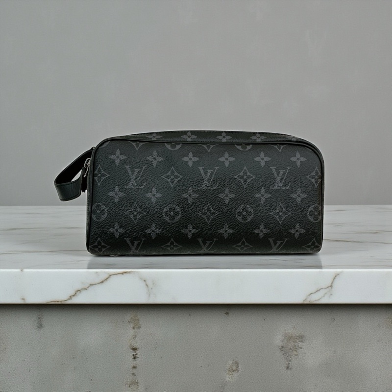 莉亞精品♡LV M46354 黑灰雙層拉鍊手拿包 二手-0