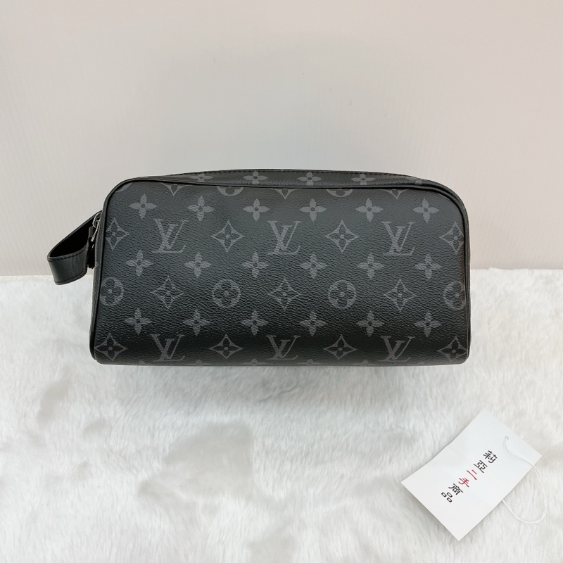 莉亞精品♡LV M46354 黑灰雙層拉鍊手拿包 二手-2