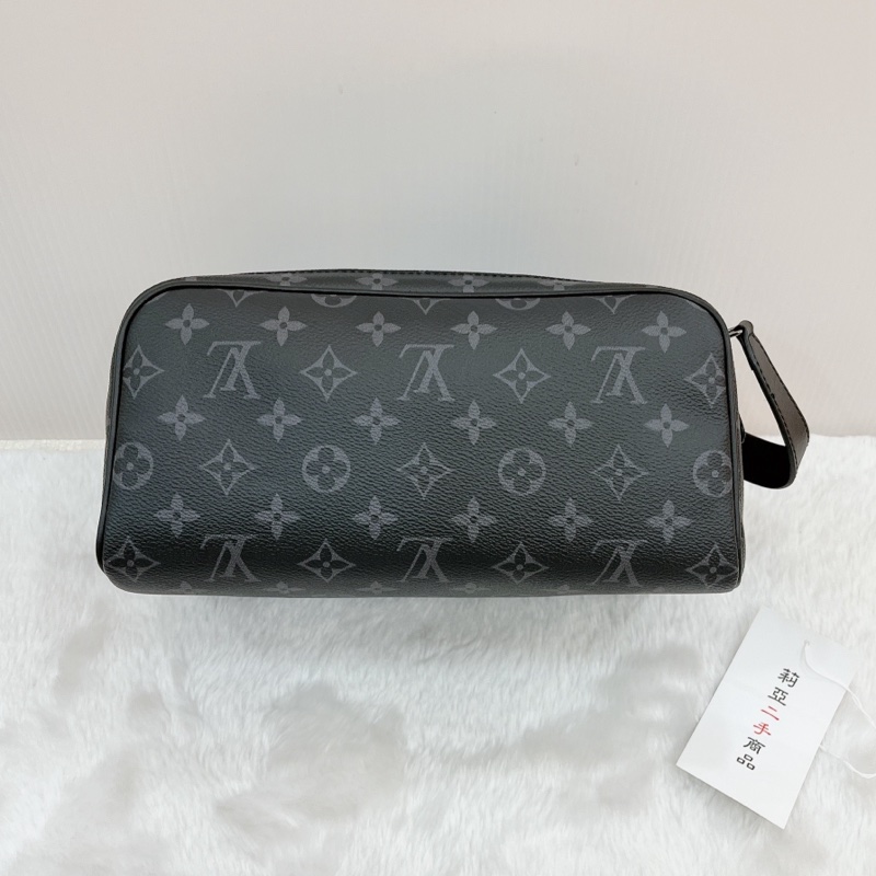 莉亞精品♡LV M46354 黑灰雙層拉鍊手拿包 二手-3