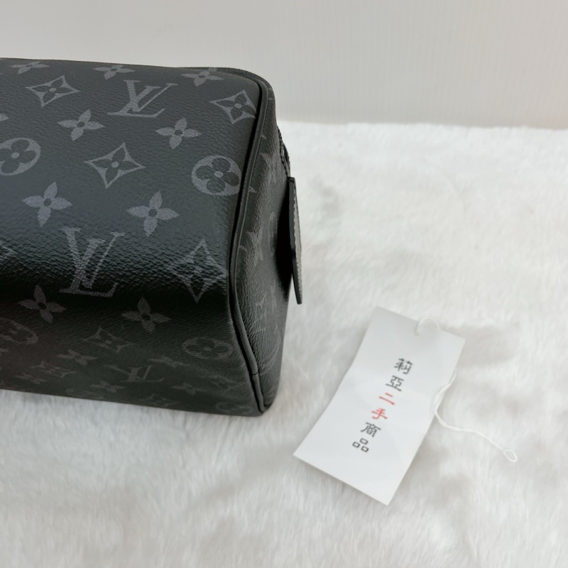 莉亞精品♡LV M46354 黑灰雙層拉鍊手拿包 二手-10