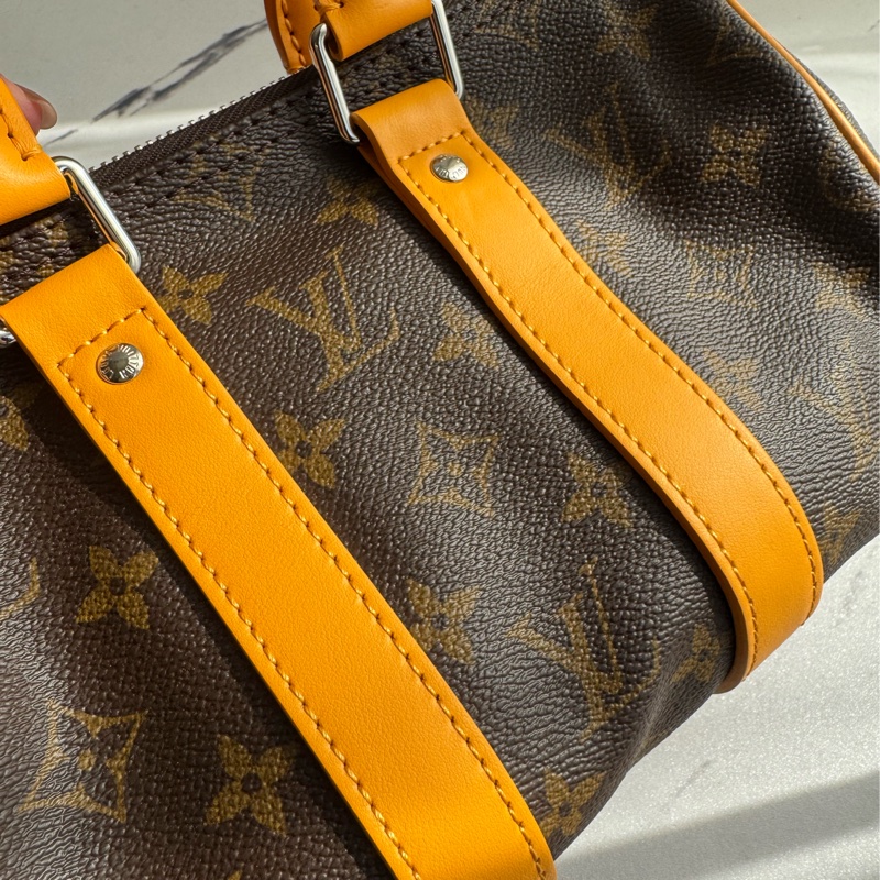 Lv花紋黃邊keepall25手提兩用包 超經典-8