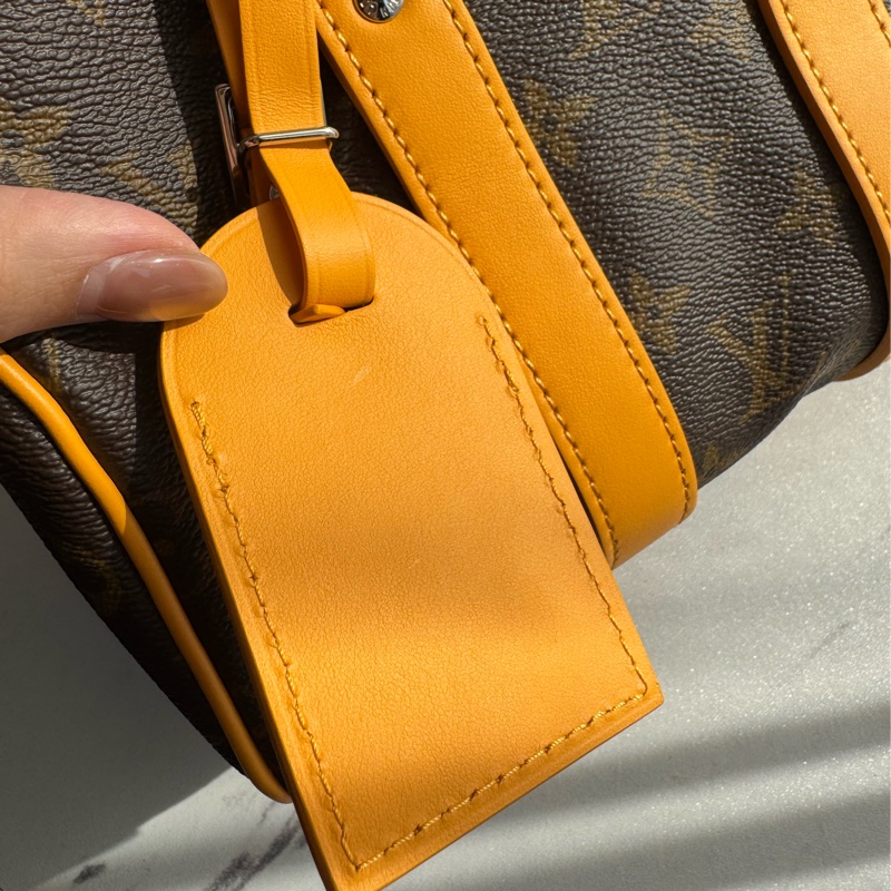 Lv花紋黃邊keepall25手提兩用包 超經典-10
