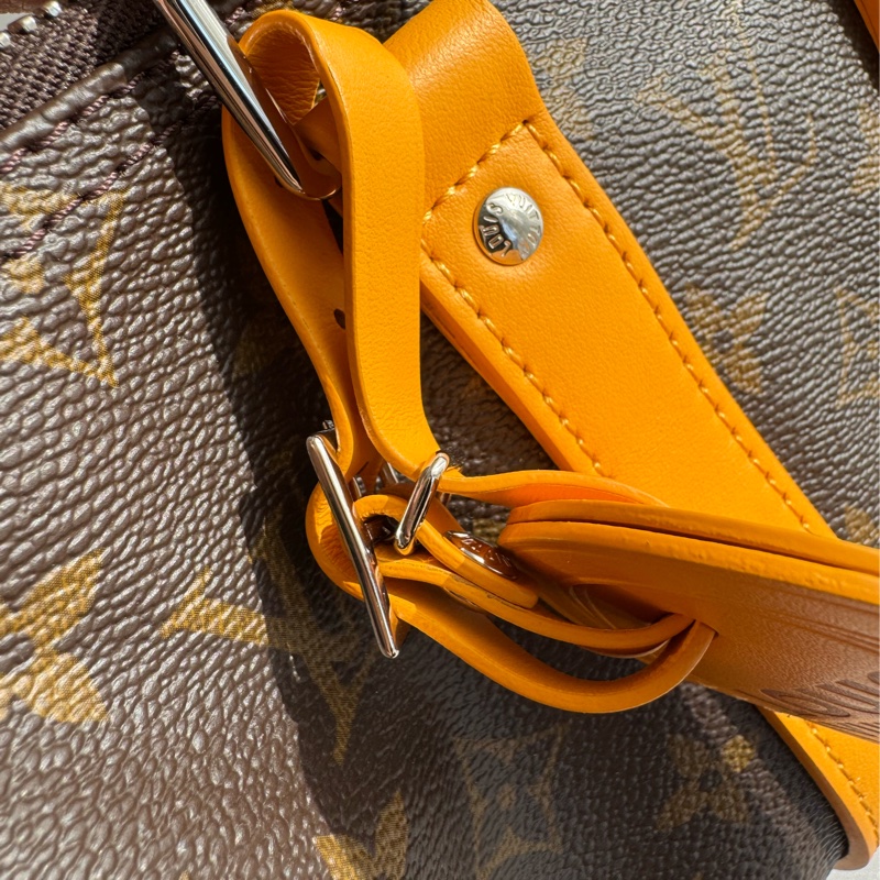 Lv花紋黃邊keepall25手提兩用包 超經典-11