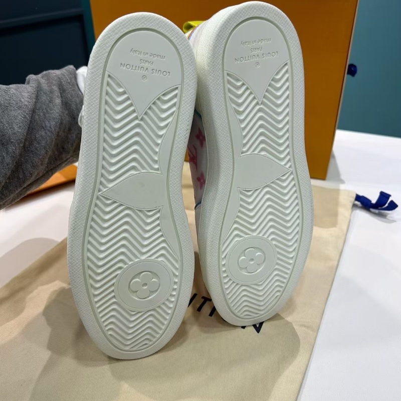 99新Lv 路易威登 Boombox 37碼高幫運動 平底 時尚板鞋 多巴胺色系 女款白色-6