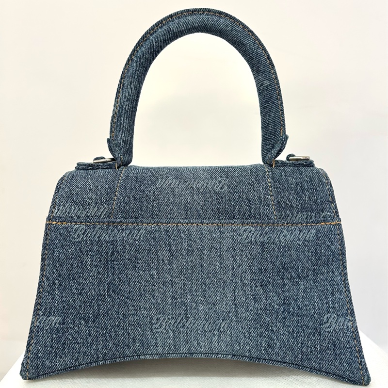 BALENCIAGA深藍丹寧字母銀釦沙漏包S號-1