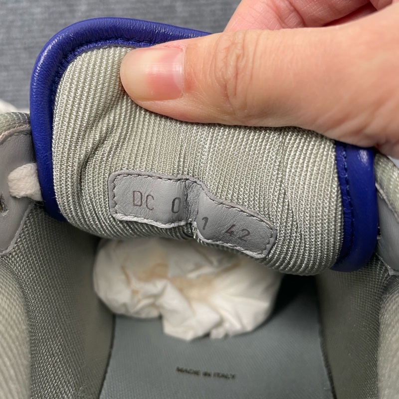 DIOR迪奧白藍色皮面老花板鞋 42碼-3